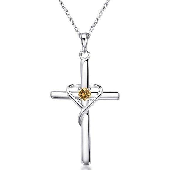 AmorAime 925 Sterling Silver Cross Necklace for Women Men 5A CZ Birthsto… - Picture 10 of 10